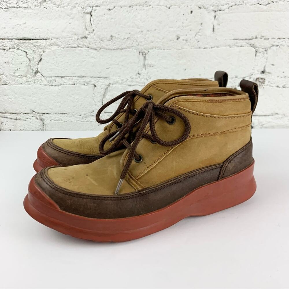 Cole Haan Sporting Two Tone Laced Chukka Plaid Lined Winter Boots 7.5